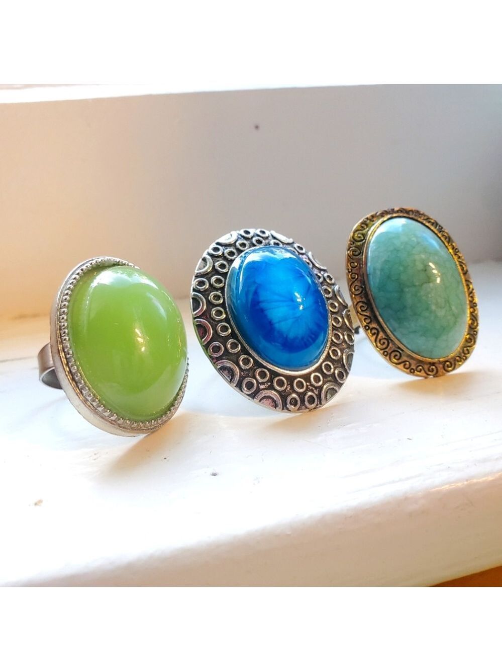 3 Vintage Chunky Rings Changable Size